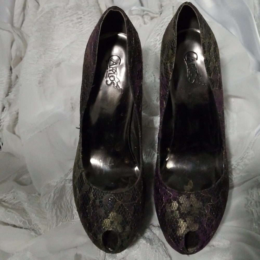 Carlos Santana platform peep toe pumps